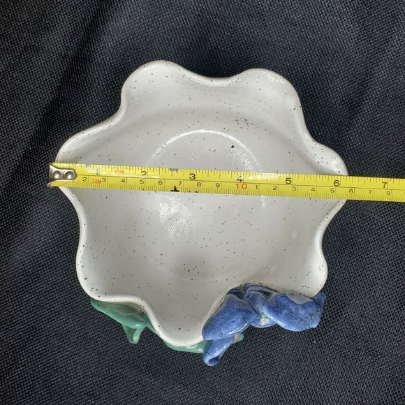 Glazed Stoneware Bowl Studio Art Pottery Artist Signed OOAK Blue Green 6.5x3.5" - Picture 11 of 12